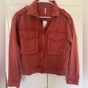 NWT YFB Young Fabulous & Broke Damon Pocket Zip Jacket Size Small Rust Red